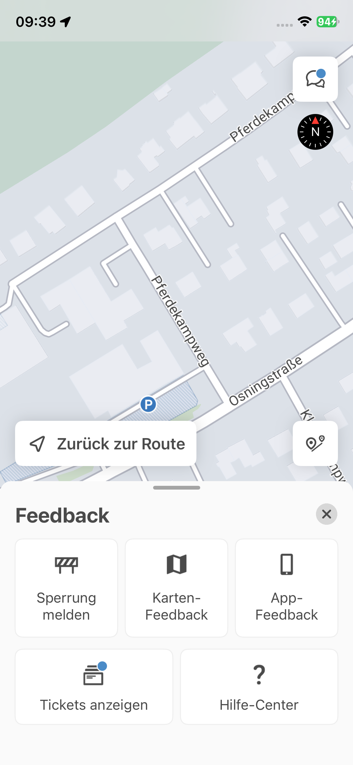 Meniu de feedback cu „Raportați blocarea”